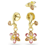 Idyllia earrings Set (3), Mixed cuts, Flower, Multicolored, Gold-tone plated