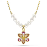 Idyllia pendant Crystal pearl, Mixed cuts, Flower, Multicolored, Gold-tone plated