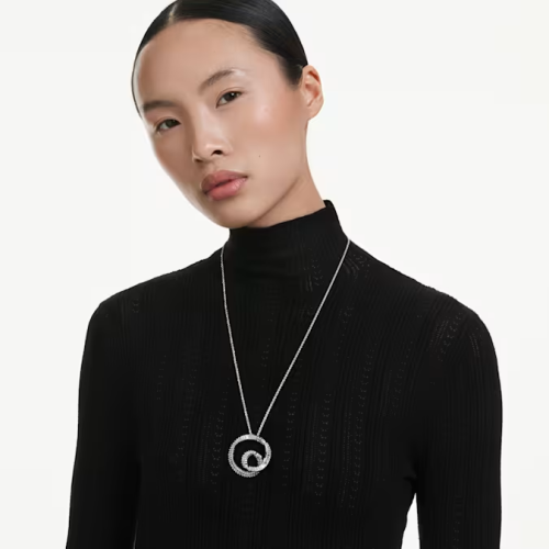 Matrix pendant Baguette cut, White, Rhodium plated