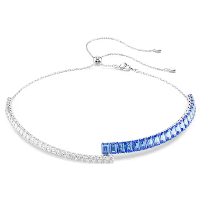Matrix choker Mixed cuts, Blue, Rhodium plated