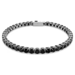 Matrix Tennis bracelet Round cut, Black, Ruthenium plated
