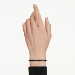 Matrix Tennis bracelet Round cut, Black, Ruthenium plated