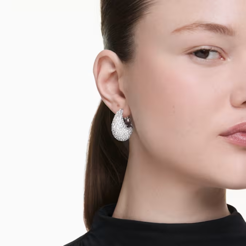 Sublima earrings Large, White, Rhodium plated