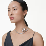 Matrix choker Baguette cut, White, Rhodium plated