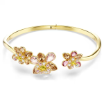 Idyllia bangle Mixed cuts, Flower, Multicolored, Gold-tone plated