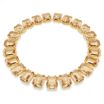 Millenia Tennis necklace Oversized crystals, Octagon cut, Caramel, Gold-tone plated