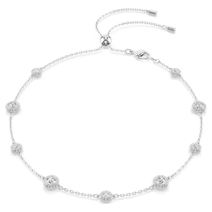 Una Angelic necklace Round cut, Double sided motifs, White, Rhodium plated