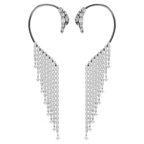 The Vienna Collection ear cuffs Swan, White, Ruthenium plated