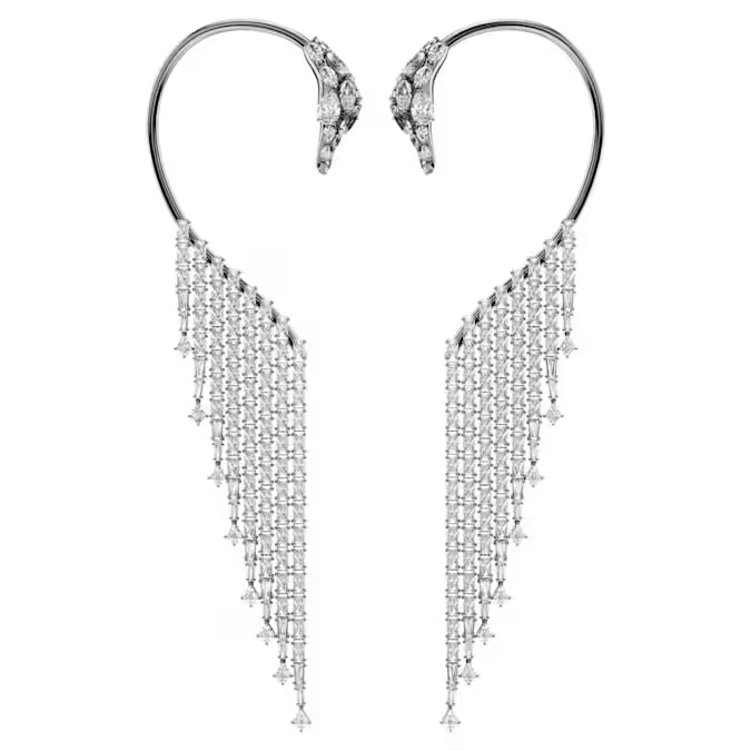 The Vienna Collection ear cuffs Swan, White, Ruthenium plated