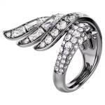 The Vienna Collection ring Swan, White, Ruthenium plated