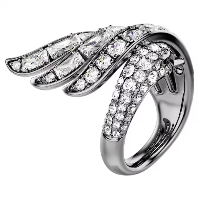 The Vienna Collection ring Swan, White, Ruthenium plated