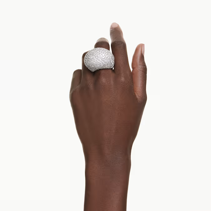 Sublima cocktail ring Large, White, Rhodium plated