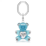 Teddy key ring Bear, Blue, Rhodium plated