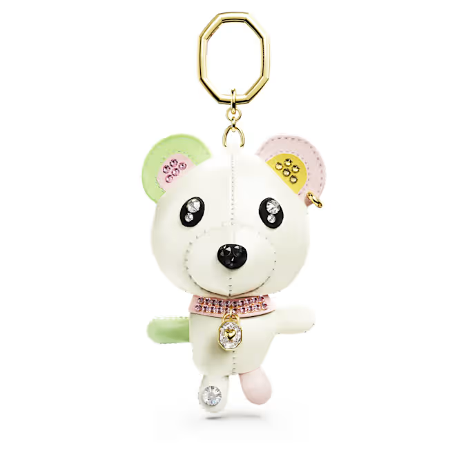 Teddy bag charm Bear, Multicolored, Gold-tone plated