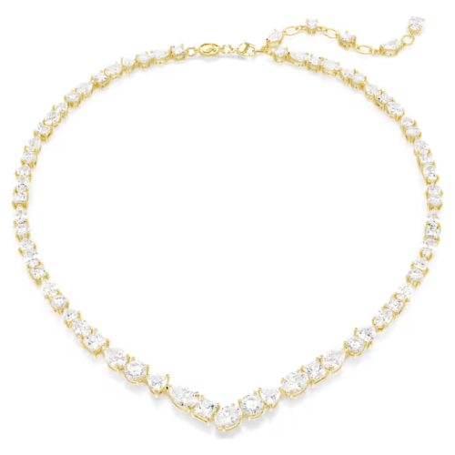 Mesmera necklace Mixed cuts, White, Gold-tone plated