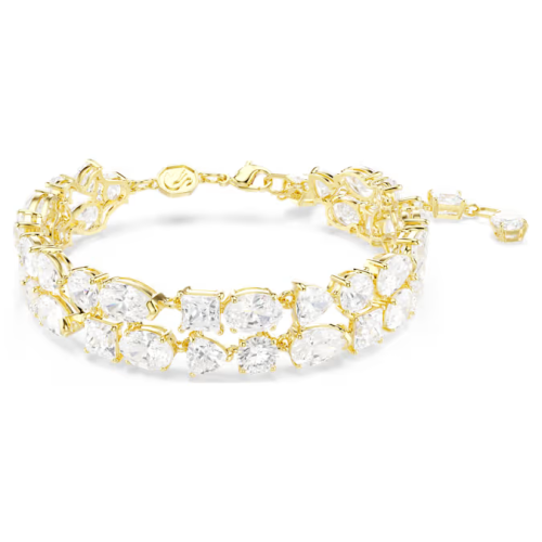 Mesmera bracelet Mixed cuts, White, Gold-tone plated