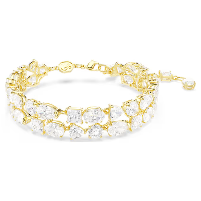 Mesmera bracelet Mixed cuts, White, Gold-tone plated