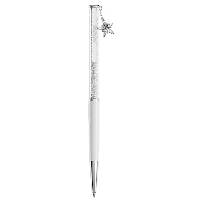 Crystalline ballpoint pen White, White lacquered, Chrome plated