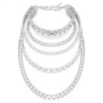 Millenia layered necklace Mixed cuts, White, Rhodium plated