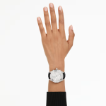 Dextera tachymetre watch Swiss Made, Leather strap, Silver tone, Stainless steel