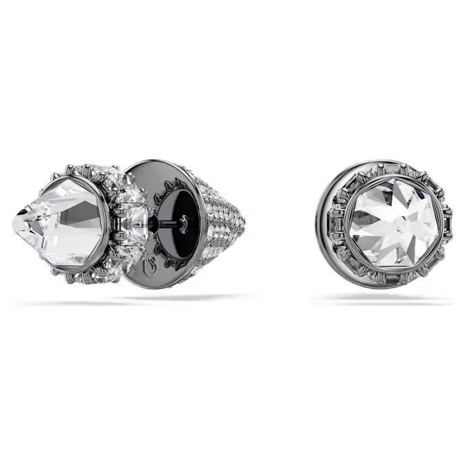 Sublima stud earrings Spike, White, Ruthenium plated