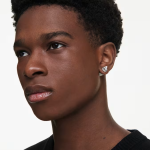 Sublima stud earrings Spike, White, Ruthenium plated