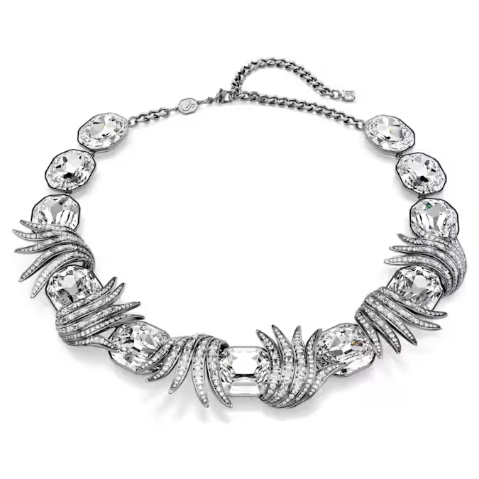 The Vienna Collection necklace Feather, White, Ruthenium plated