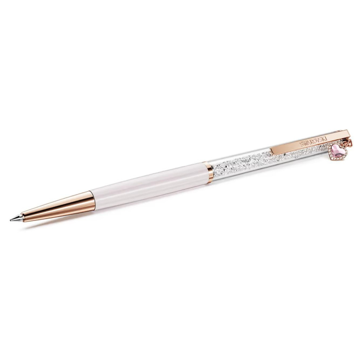 Crystalline ballpoint pen Heart, Pink, Pink lacquered, Rose gold-tone plated