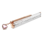 Crystalline ballpoint pen Heart, Pink, Pink lacquered, Rose gold-tone plated
