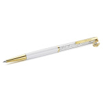 Crystalline ballpoint pen Horse shoe, White, White lacquered, Gold-tone plated