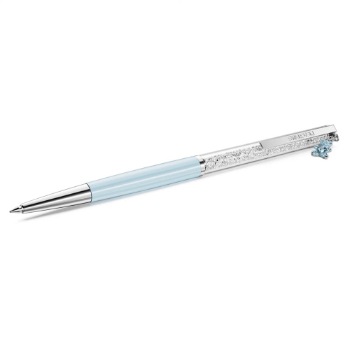 Crystalline ballpoint pen Teddy, Blue, Blue lacquered, Chrome plated