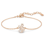 Swan bracelet Mixed cuts, Swan, White, Rose gold-tone plated
