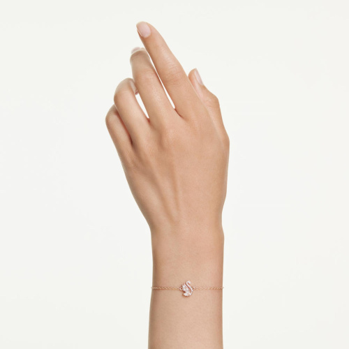 Swan bracelet Mixed cuts, Swan, White, Rose gold-tone plated