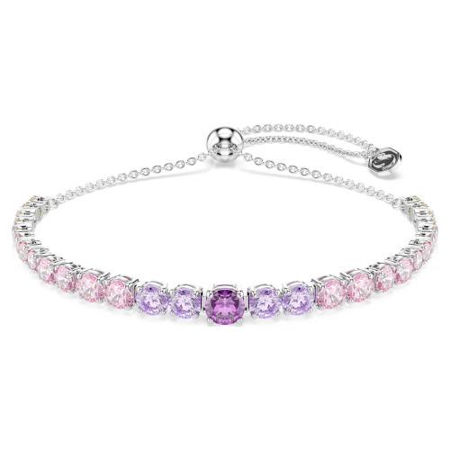 Matrix Tennis bracelet Gradient of round cuts, Multicolored, Rhodium plated