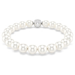 Matrix bracelet Crystal pearl, White, Rhodium plated