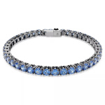 Matrix Tennis braceletRound cut, Blue, Ruthenium plated