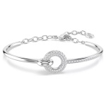 Dextera bangle Round cut, White, Rhodium plated