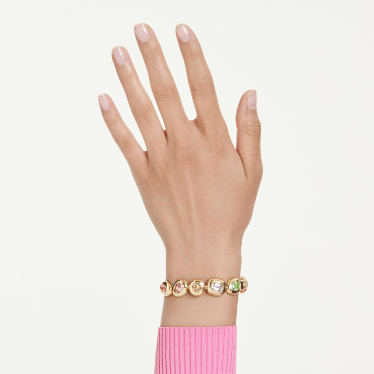 Gema cuff Oversized crystals, Mixed cuts, Multicolored, Gold-tone plated