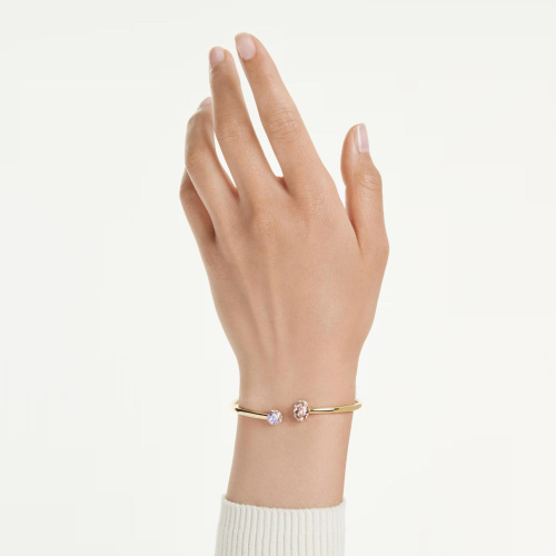 Chroma bangle Mixed cuts, Multicolored, Gold-tone plated