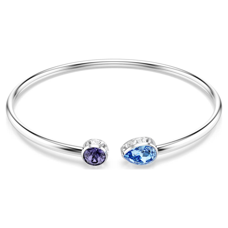 Chroma bangle Mixed cuts, Multicolored, Rhodium plated