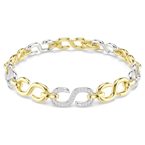 Dextera bracelet Round cut, White, Mixed metal finish