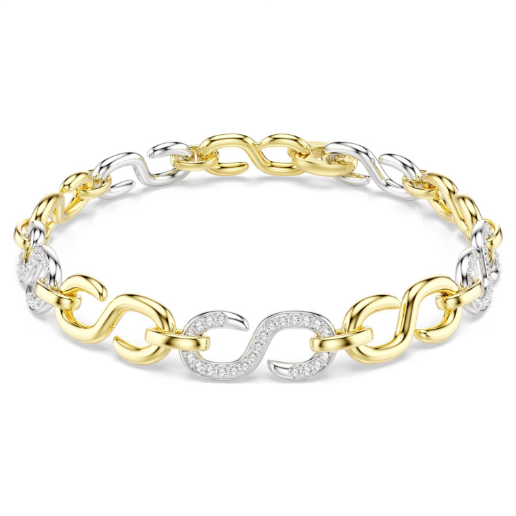 Dextera bracelet Round cut, White, Mixed metal finish