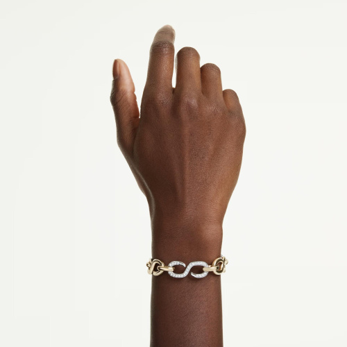 Dextera bracelet Round cut, T-bar, White, Mixed metal finish