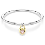 Idyllia bangle Mixed cuts, Heart, Pink, Mixed metal finish