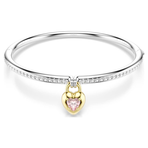Idyllia bangle Mixed cuts, Heart, Pink, Mixed metal finish