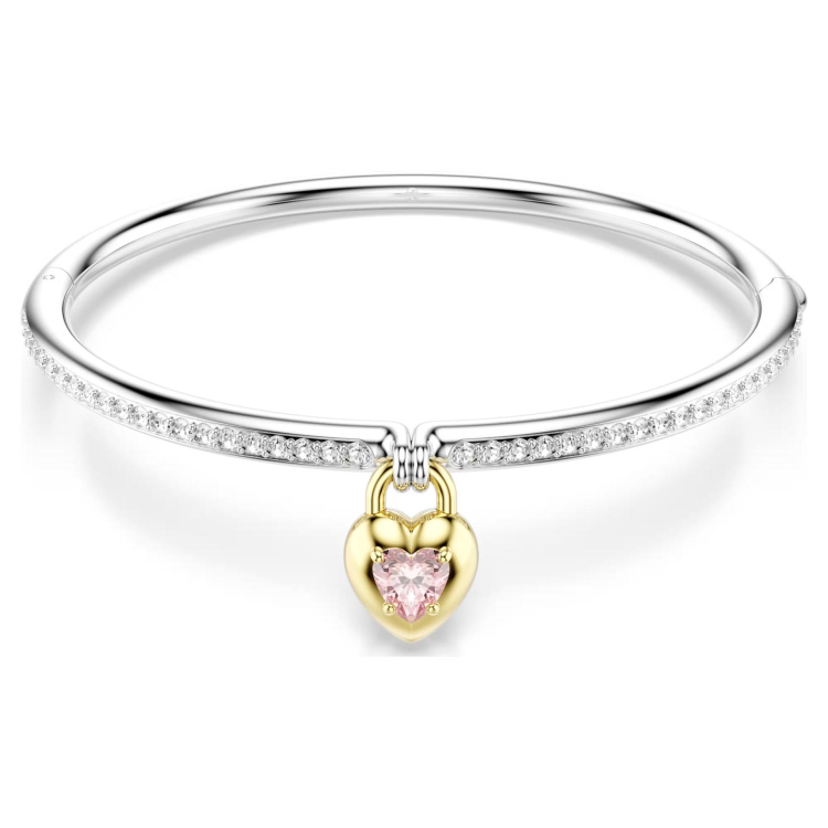 Idyllia bangle Mixed cuts, Heart, Pink, Mixed metal finish