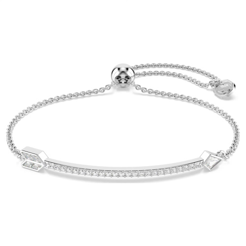 Idyllia bracelet Mixed cuts, Arrow, White, Rhodium plated