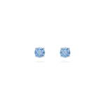 Silla stud earrings Round cut, Blue, Rhodium plated