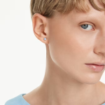 Silla stud earrings Round cut, Blue, Rhodium plated