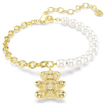 Idyllia bracelet Crystal pearl, Round cut, Teddy, Gold tone, Gold-tone plated
